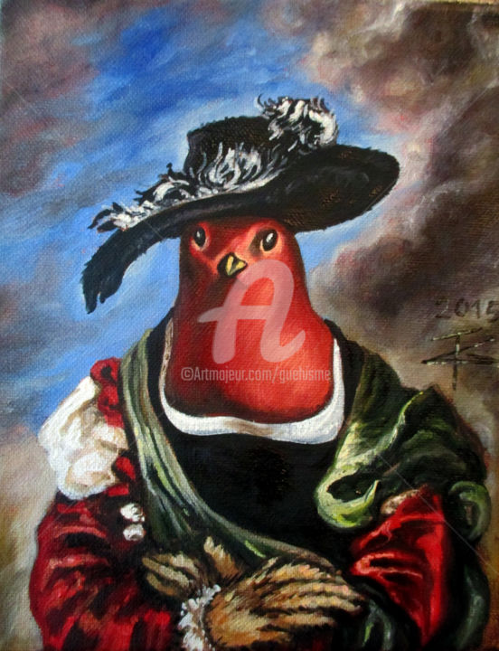 Peinture intitulée "Dame au chapeau de…" par Thierry Guého, Œuvre d'art originale, Huile