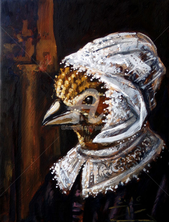 Painting titled "Dona Emberiza Citri…" by Thierry Guého, Original Artwork, Oil