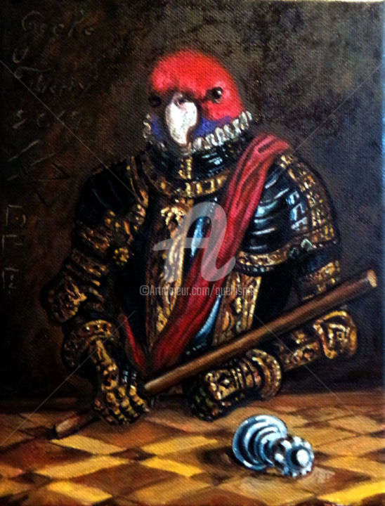 Malerei mit dem Titel "Le Condotière" von Thierry Guého, Original-Kunstwerk, Öl