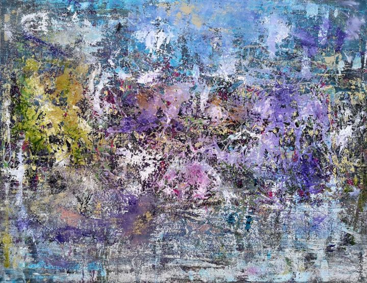 Ζωγραφική με τίτλο "Grande abstraction…" από Jean François Guelfi, Αυθεντικά έργα τέχνης, Ακρυλικό Τοποθετήθηκε στο Ξύλινο φ…