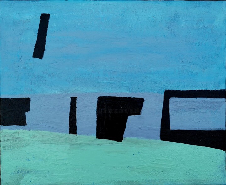 Malerei mit dem Titel "Composition en noir…" von Jean François Guelfi, Original-Kunstwerk, Acryl