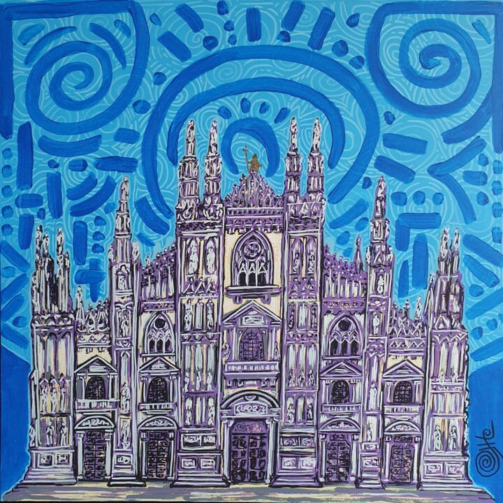 Painting titled "MADE IN MILANO" by Guemi (1980), Original Artwork, Acrylic Mounted on Wood Stretcher frame