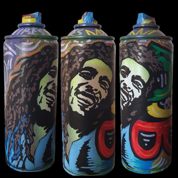 Scultura intitolato "BOB MARLEY spray ca…" da Guemi (1980), Opera d'arte originale, Acrilico