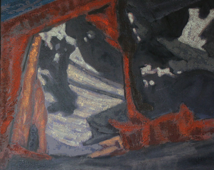 Malerei mit dem Titel "évocation 1" von Guénaël Henrion, Original-Kunstwerk, Acryl Auf Keilrahmen aus Holz montiert