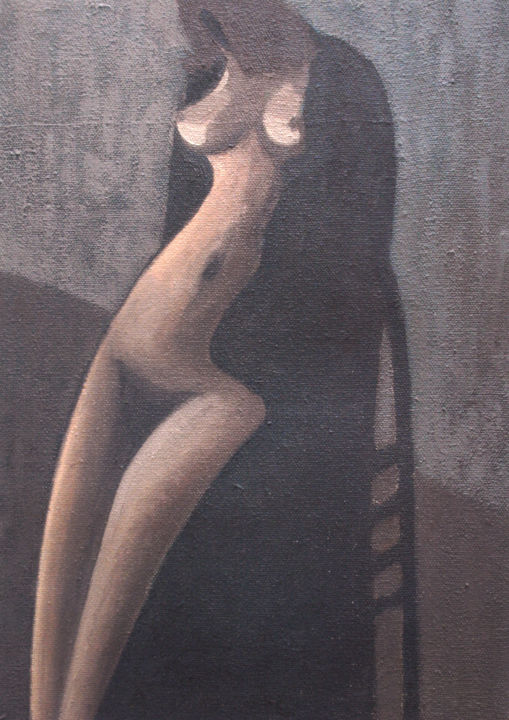 Painting titled "nu" by Guénaël Henrion, Original Artwork, Oil