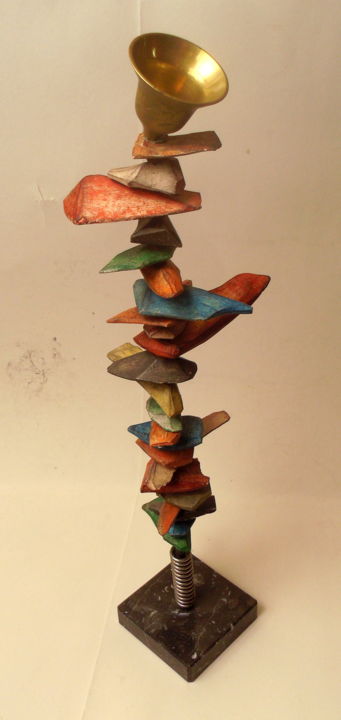 Escultura titulada "Arbre pétalé à cloc…" por Guenzone, Obra de arte original, Cerámica