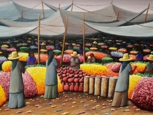 Pintura titulada "Lo típico del pueblo" por Guerrerense, Obra de arte original, Oleo