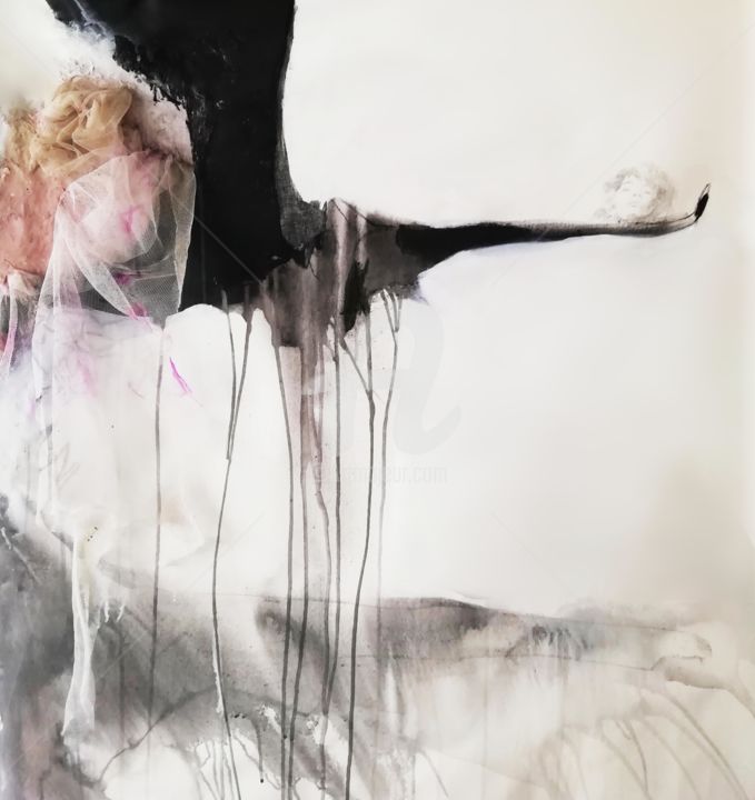 Картина под названием "I am too scared, to…" - Gugi Goo, Подлинное произведение искусства, Акрил Установлен на Деревянная ра…