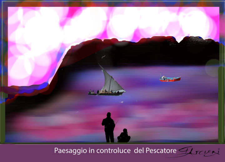 Arte digitale intitolato "Paesaggio in contro…" da Guglielmo Arcieri, Opera d'arte originale