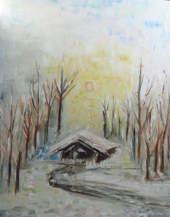 Картина под названием "Зима" - Tatev Nahapetyan, Подлинное произведение искусства, Масло