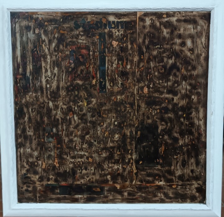 Peinture intitulée "Combustione" par Guido Guzzo, Œuvre d'art originale, Encaustique Monté sur Panneau de bois