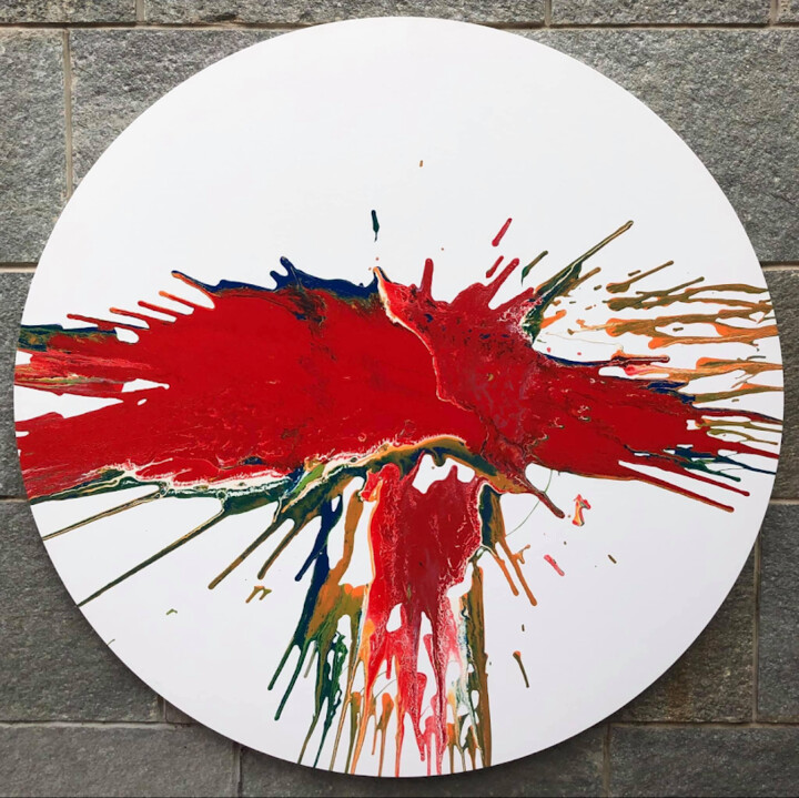 Painting titled "Collisione cromatica" by Guido Mannini, Original Artwork, Enamel