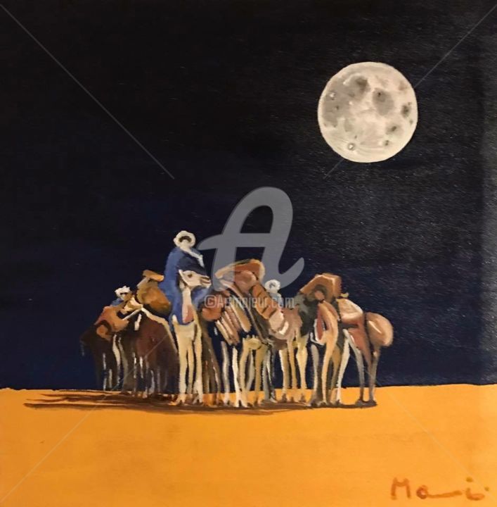 Pittura intitolato "the-moon" da Guido Mannini, Opera d'arte originale, Olio
