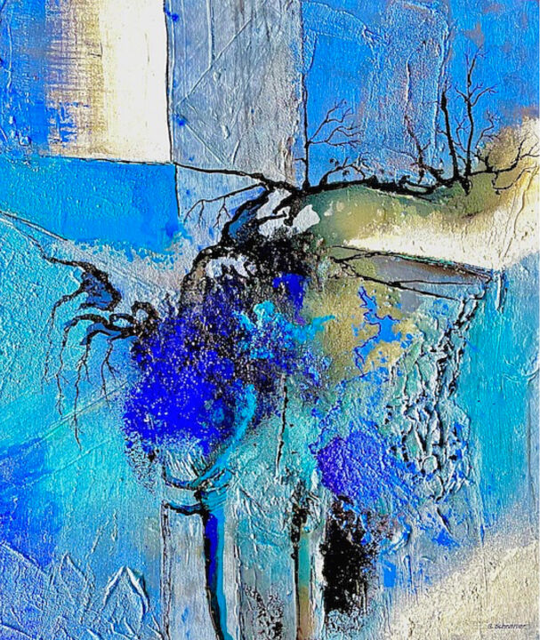 Painting titled "Blue Sphere" by Guido Schraner, Original Artwork, Acrylic