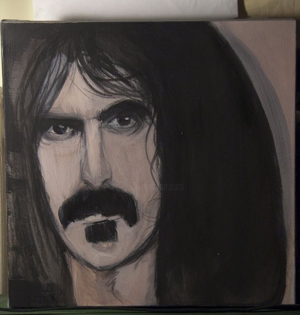 Malerei mit dem Titel "Frank Zappa" von Guido Mori, Original-Kunstwerk, Öl