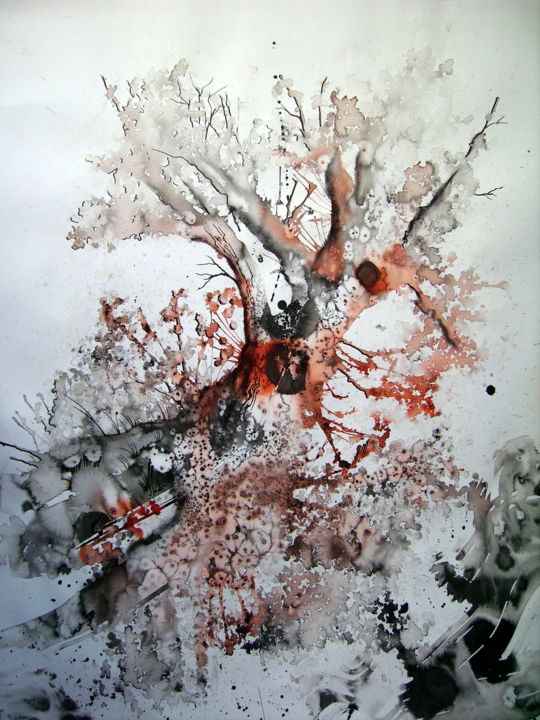 Peinture intitulée "Arbre" par Guillaume Vincent, Œuvre d'art originale, Encre
