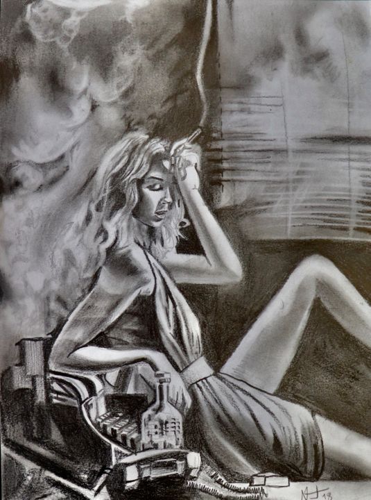 Dessin intitulée "Sin city" par Guillaume Vincent, Œuvre d'art originale, Crayon