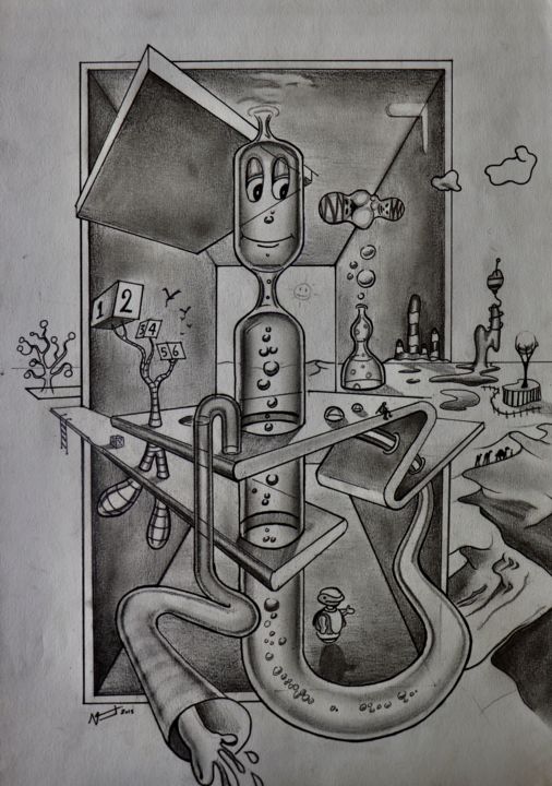 Рисунок под названием "Vaccin +" - Guillaume Vincent, Подлинное произведение искусства, Карандаш