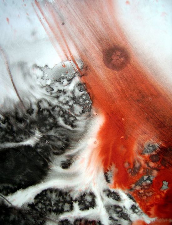 Peinture intitulée "Soleil rouge" par Guillaume Vincent, Œuvre d'art originale, Encre