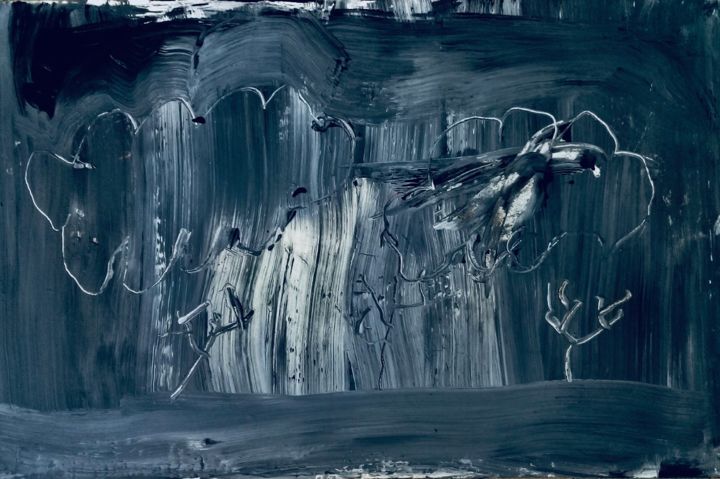 Ζωγραφική με τίτλο "Foret enflammé(mon…" από Guillaume Vincent, Αυθεντικά έργα τέχνης, Ακρυλικό Τοποθετήθηκε στο Ξύλινο πάνελ
