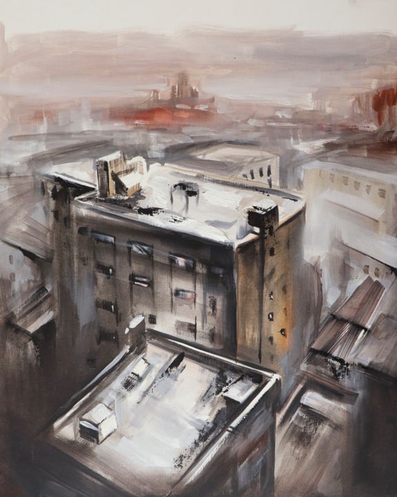 Peinture intitulée "Terrasse" par Guillaume Vincent, Œuvre d'art originale, Huile