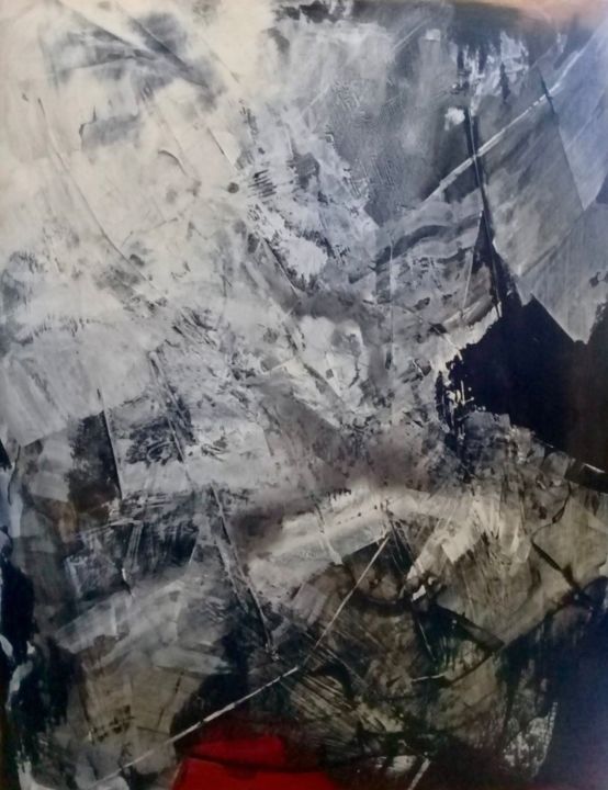 「Mauvaise météo」というタイトルの絵画 Guillaume Vincentによって, オリジナルのアートワーク, アクリル その他の剛性パネルにマウント