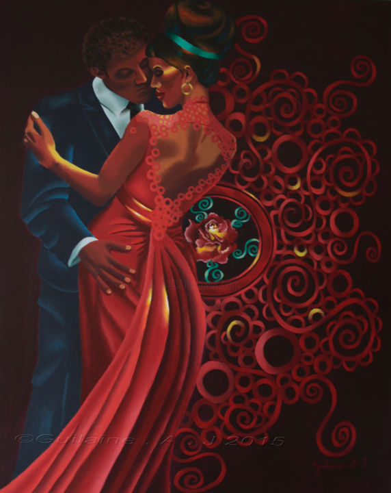 Pintura intitulada "Golden Love" por Guilaine Arts, Obras de arte originais, Acrílico