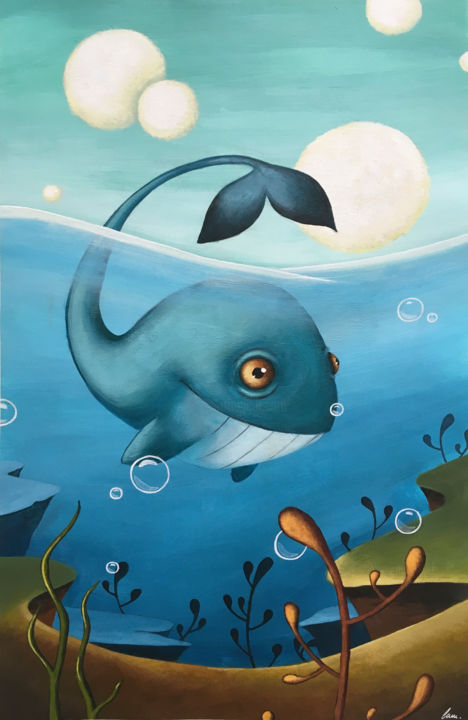 Peinture intitulée "baleine.jpg" par Camille Guilbaud, Œuvre d'art originale, Acrylique