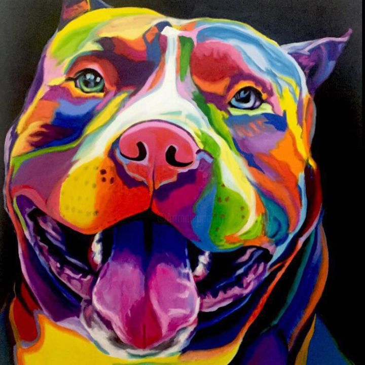 Pintura intitulada "Pitbull" por Guilherme Alexandre, Obras de arte originais