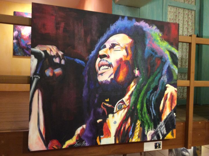 Pintura intitulada "Bob Marley" por Guilherme Alexandre, Obras de arte originais