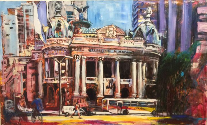 Pintura intitulada "Teatro Municipal" por Guilherme Alexandre, Obras de arte originais