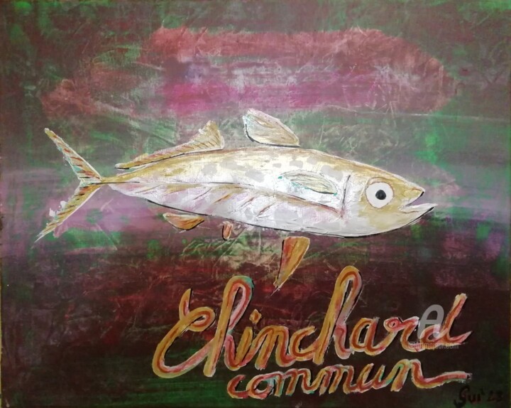 Peinture intitulée ""Chinchard commun"…" par Guillaume Bodin (Gui²), Œuvre d'art originale, Acrylique Monté sur Châssis en b…