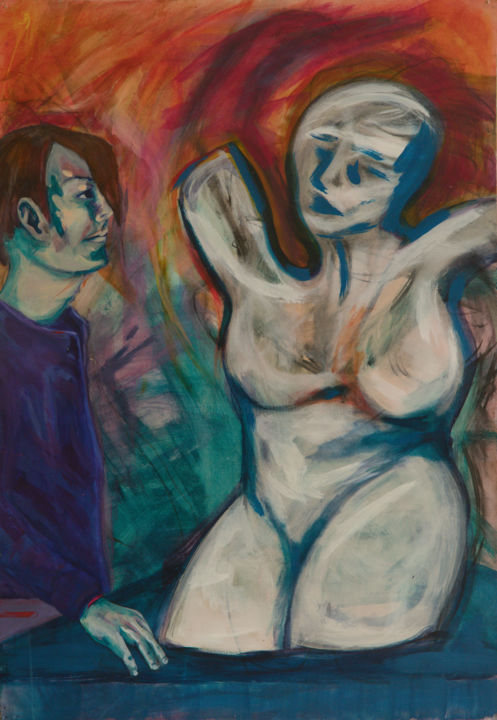 Peinture intitulée "Autoportrait à la D…" par Guillaume Canva (.cG.), Œuvre d'art originale, Acrylique