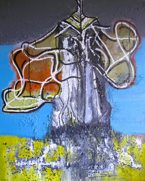 Painting titled "L'arbre-vie" by Guillaume Defins, Original Artwork, Acrylic Mounted on Wood Stretcher frame