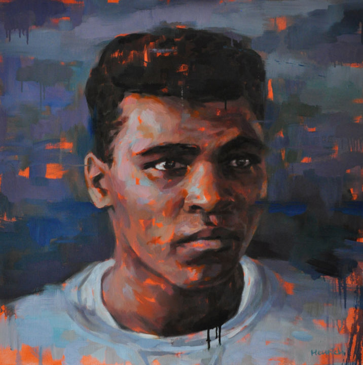 Painting titled "Muhammad Ali" by Guillaume Henrich, Original Artwork, Oil
