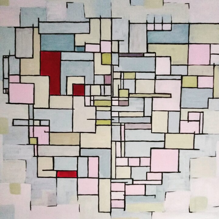 Painting titled "Composition 1" by Guillaume Morillon, Original Artwork, Acrylic Mounted on Wood Stretcher frame