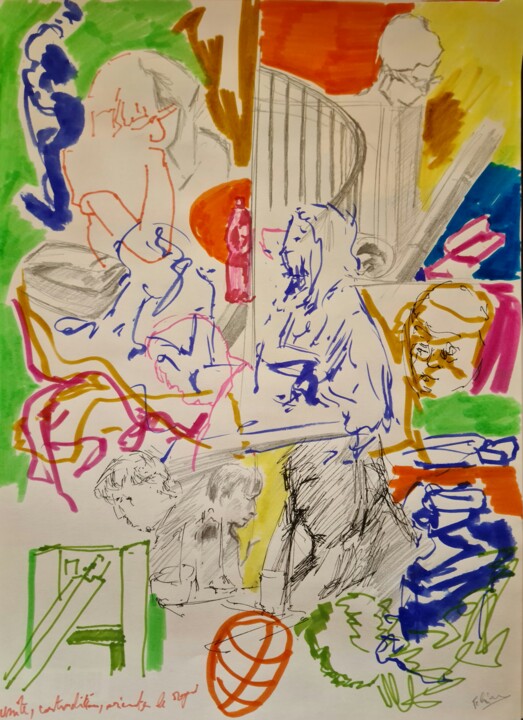 Painting titled "Formes libres" by Guillaume Pelican, Original Artwork, Marker