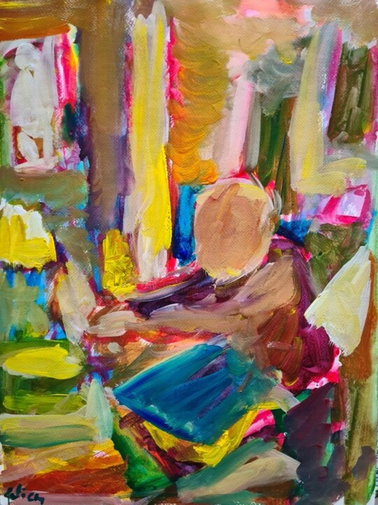 Peinture intitulée "Le bureau" par Guillaume Pelican, Œuvre d'art originale, Acrylique