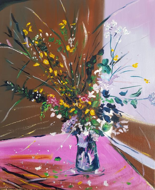 Peinture intitulée "Bouquet 3G" par Guillaume Van Ruymbeke, Œuvre d'art originale, Huile