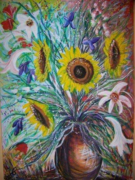 绘画 标题为“Grand bouquet” 由Guillaume Van Ruymbeke, 原创艺术品, 油