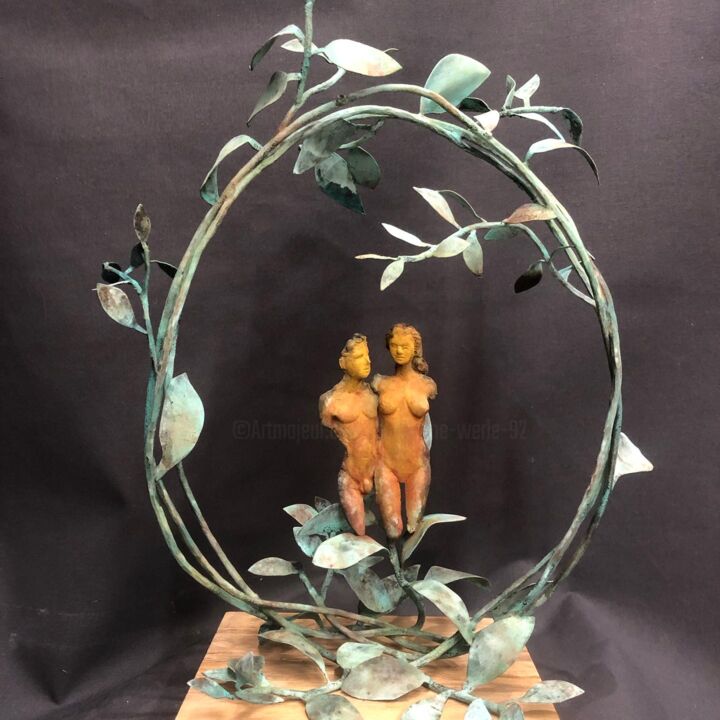 Sculptuur getiteld "Adam et Eve, le nou…" door Guillaume Werle, Origineel Kunstwerk, Bronzen