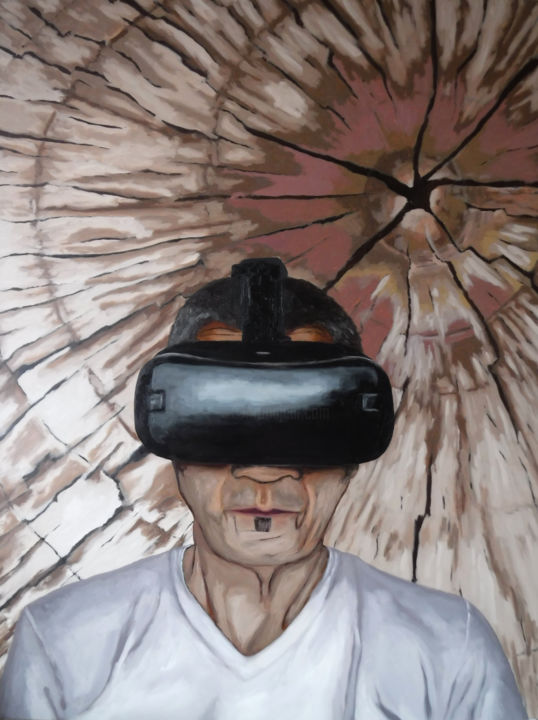 Painting titled "Réalité Virtuelle e…" by Guillaume Caron-Maus, Original Artwork, Oil