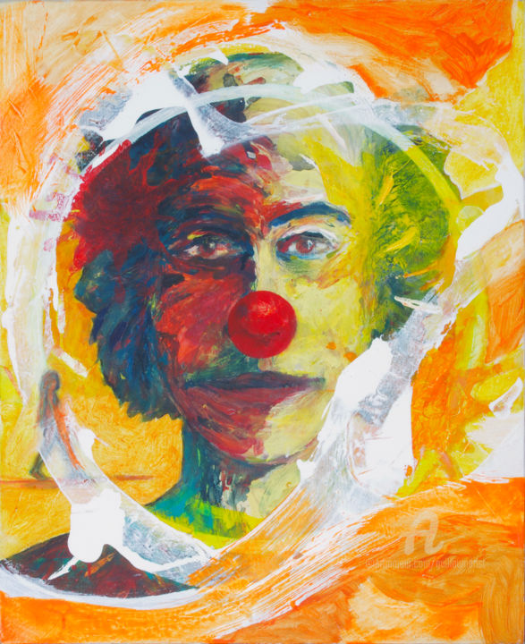 Painting titled "Clown" by Guillaume Rist, Original Artwork, Acrylic