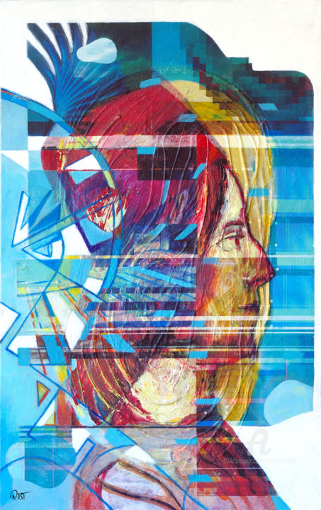 Peinture intitulée "Le temps, face&prof…" par Guillaume Rist, Œuvre d'art originale, Collages