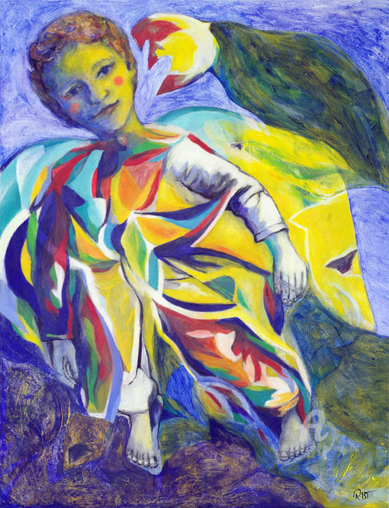 Pintura intitulada "L'enfant vol" por Guillaume Rist, Obras de arte originais, Acrílico