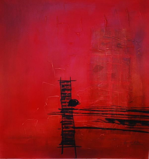 Painting titled "composition in red…" by Guillermo Rito, Original Artwork, Oil