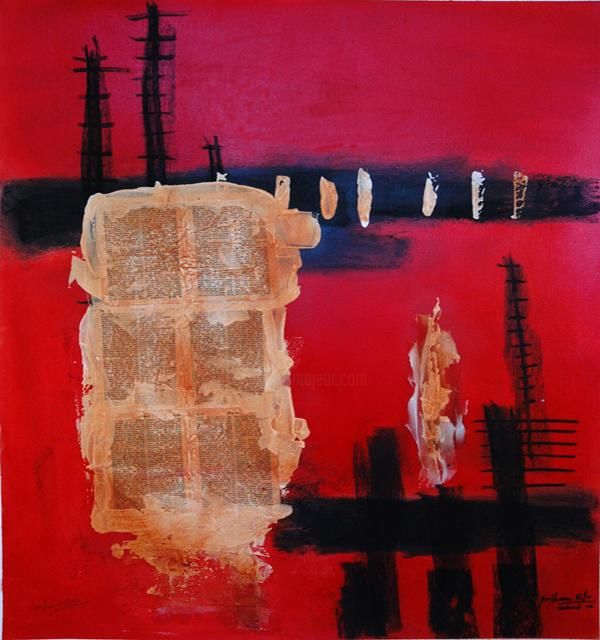Painting titled "composition in red…" by Guillermo Rito, Original Artwork