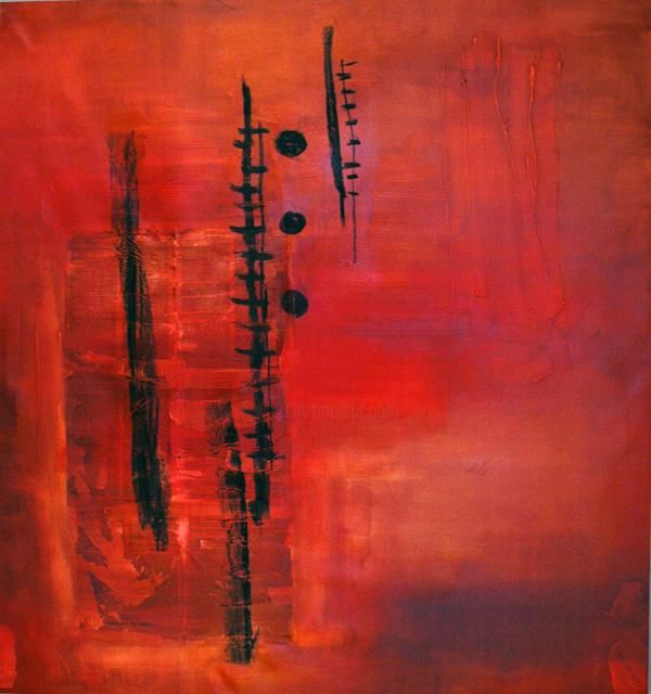 Painting titled "composition in red…" by Guillermo Rito, Original Artwork