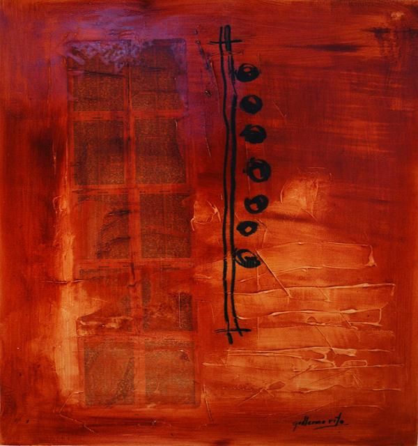 Painting titled "composition in red…" by Guillermo Rito, Original Artwork, Oil