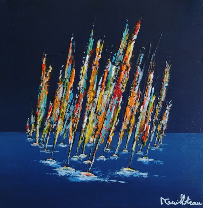 Peinture intitulée "Clair de lune" par Michele Guilloteau, Œuvre d'art originale, Acrylique